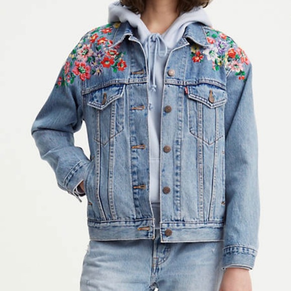 levi's floral denim jacket